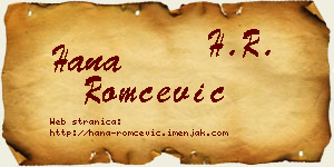 Hana Romčević vizit kartica